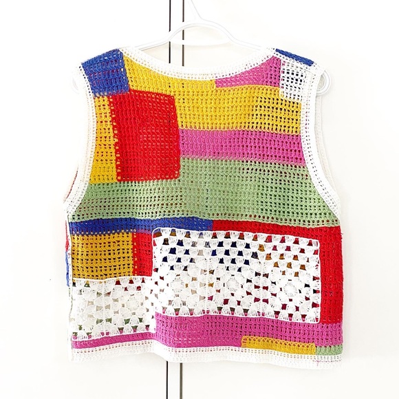 SOLD Vintage inspired knit patchwork vest - Picture 4 of 4